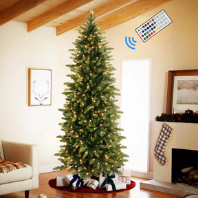 6ft Prelit RGB Lights Artificial Hinged Christmas Tree with Remote Control - SHareconn