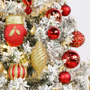 80pcs Red & Gold Christmas Balls Ornaments Set with Lanyards