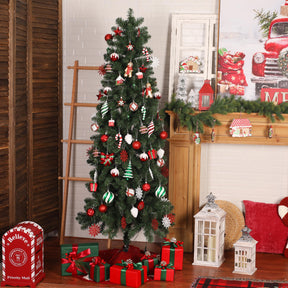 65pcs Red and White Gingerbread Man Gift Decoration Set