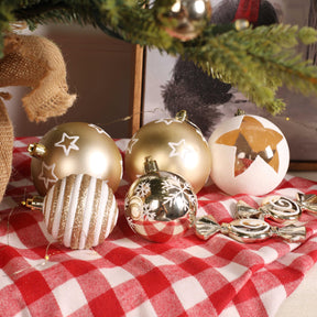 65pcs Gold & White Christmas Balls Ornaments Set with Hanging Strings