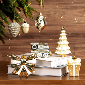 82pcs Gold and White Christmas Balls Ornaments Set with Hanging Strings