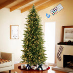 7.5ft Prelit Artificial Hinged Christmas Tree with Remote Control, 360 Pre-Lit Multi-Color RGB Lights and 1959 PE & PVC Branch Tips, Perfect Choice for Xmas Decoration, 7.5 FT - SHareconn