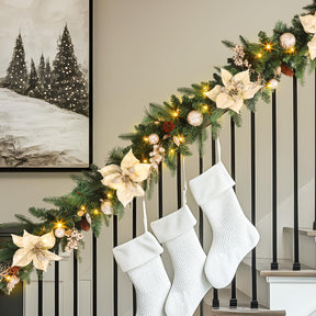6-Foot Pre-Lit Champagne Gold with Ball Ornament Christmas Garland