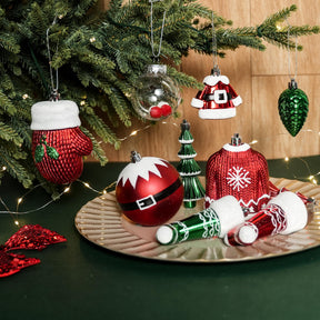 85ct RedGreenWhite Christmas Balls Ornaments Set with Hanging Strings