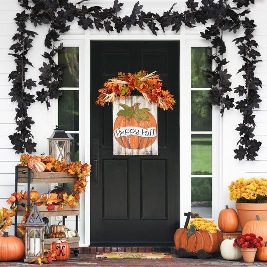 2 Pcs Halloween Black Garlands Decorations with Color Lights and Timer-6FT - SHareconn