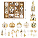 70 Pcs Christmas Ball Ornament Set, White and Gold