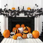 2 Pcs Halloween Black Garlands Decorations with Color Lights and Timer-6FT - SHareconn