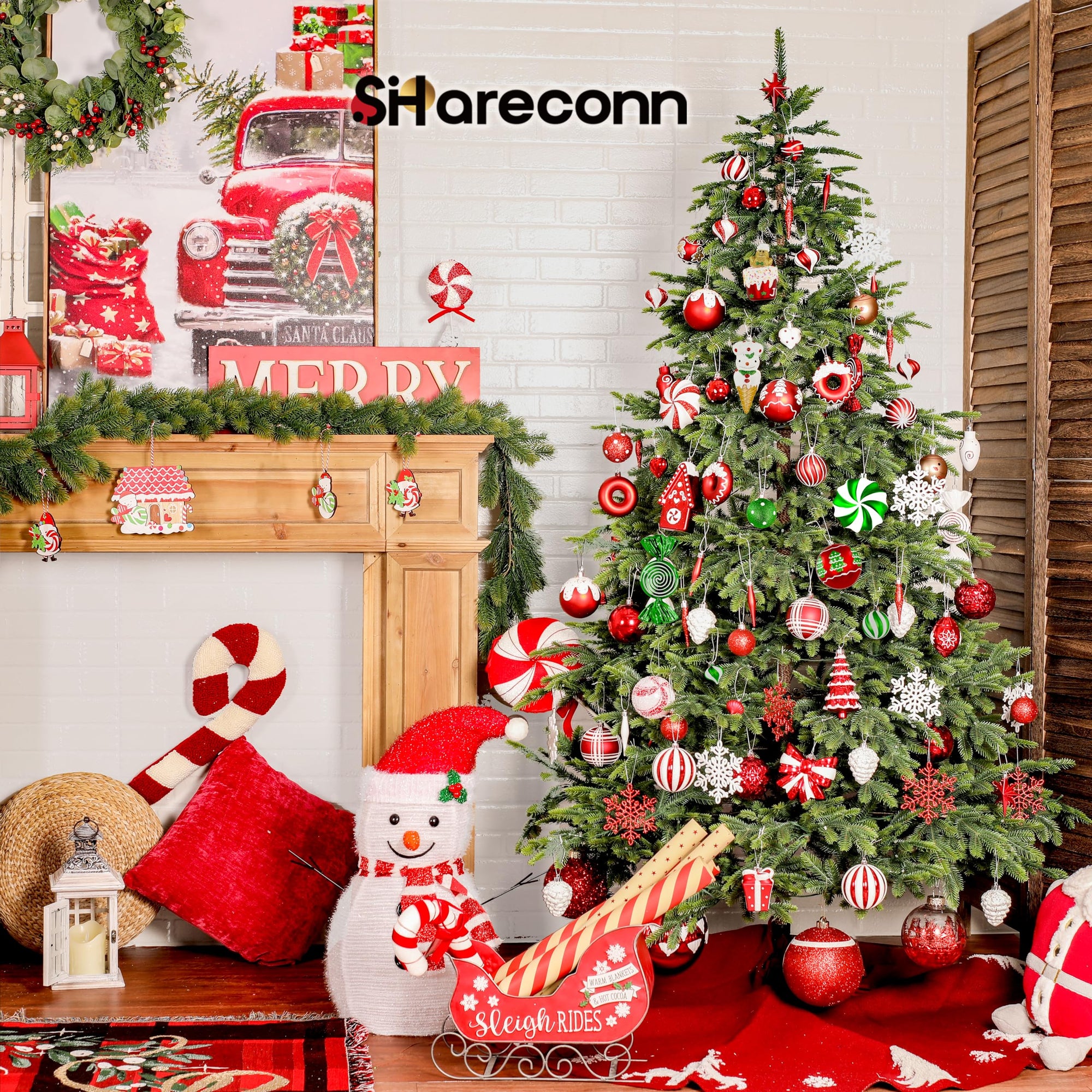 86pcs Red & White Christmas Tree Balls Ornaments