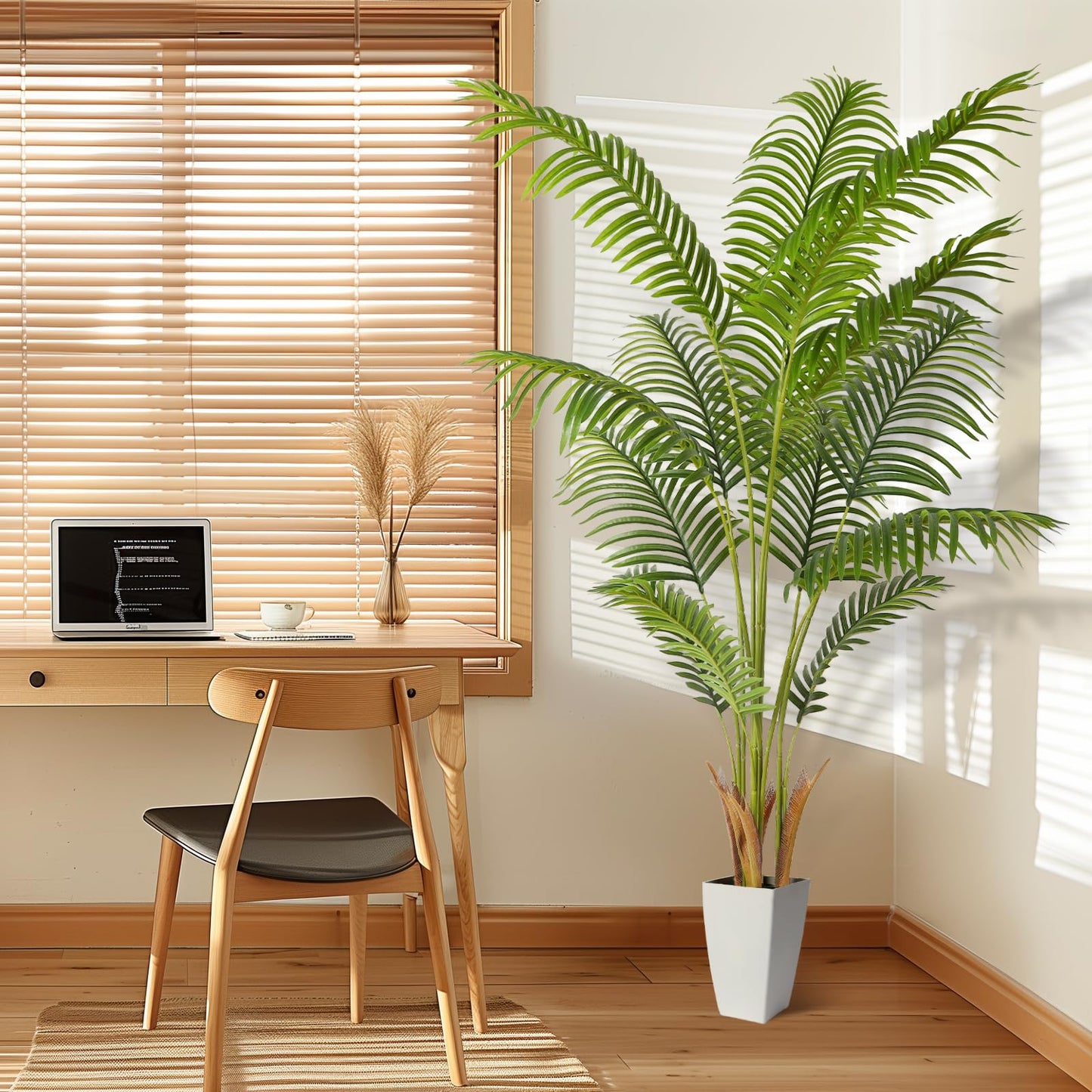 5FT Artificial Palm Tree with White Planter