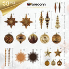 80ct Bronze-Gold Christmas Ball Ornament Set
