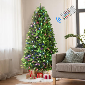 5ft Prelit Premium Artificial Hinged Full Christmas Tree with Remote Control, Timer, 260 Pre-Lit New Upgraded Multi-Color RGB Lights, 685 Branch Tips, Perfect Choice for Xmas Decoration, 5FT - SHareconn