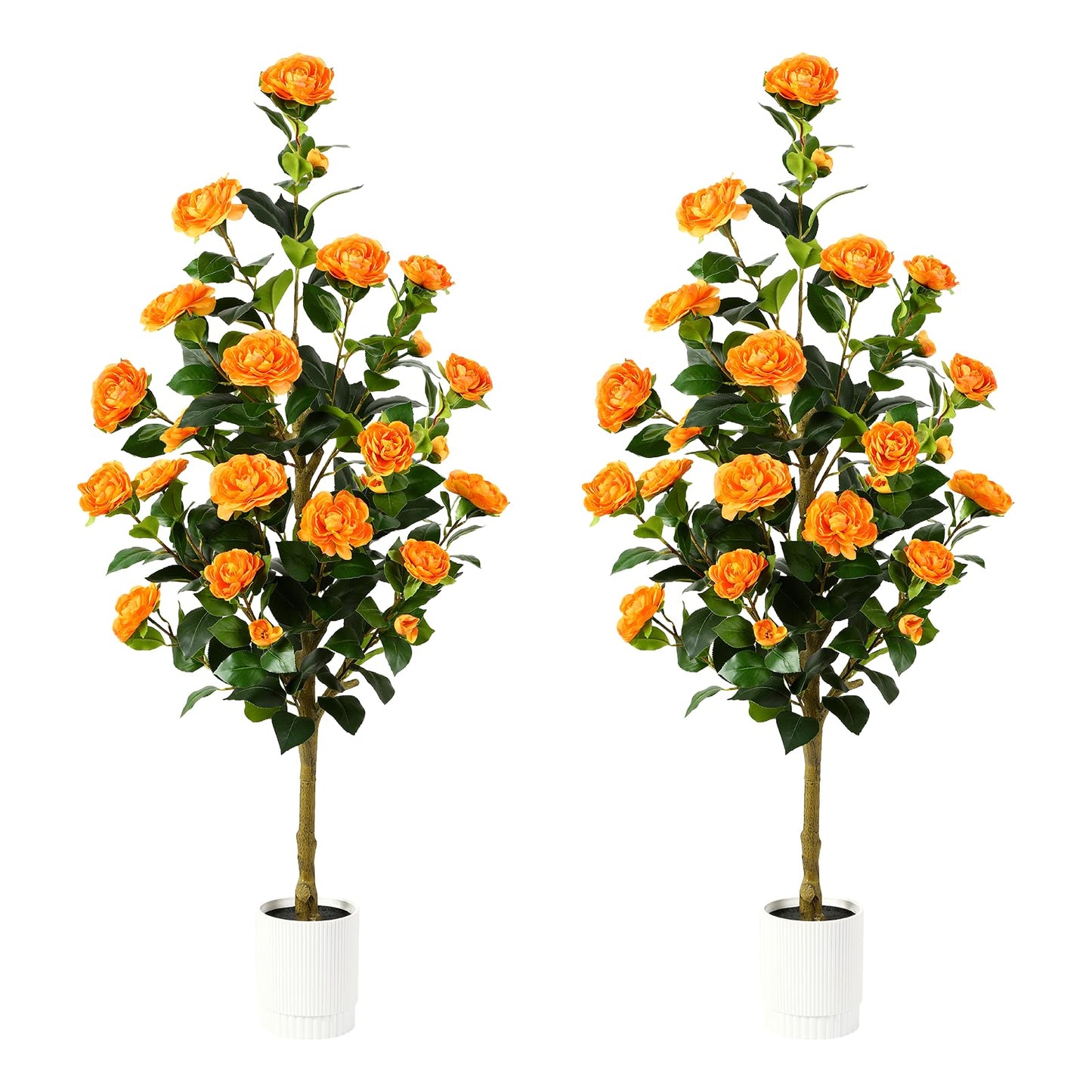 2 Pack Faux Orange Camellia Tree, 3FT/4FT